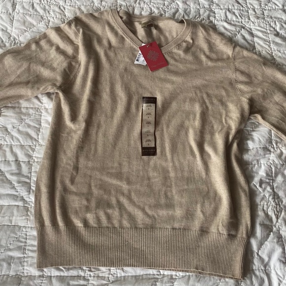 NWT Men’s Large Sonoma Sweater Tan Knit V-Neck - Picture 1 of 5